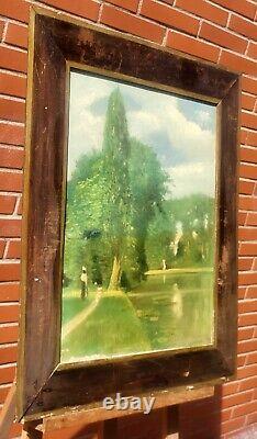 BASTIDE Noel. Bois De Boulogne Paris Peinture huile sur toile signé. A Restaurer