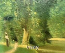 BASTIDE Noel. Bois De Boulogne Paris Peinture huile sur toile signé. A Restaurer