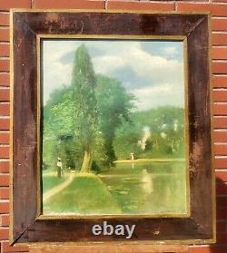 BASTIDE Noel. Bois De Boulogne Paris Peinture huile sur toile signé. A Restaurer