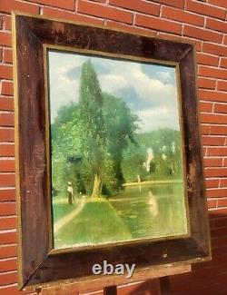 BASTIDE Noel. Bois De Boulogne Paris Peinture huile sur toile signé. A Restaurer