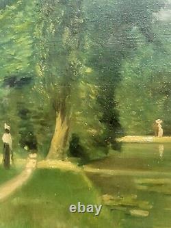 BASTIDE Noel. Bois De Boulogne Paris Peinture huile sur toile signé. A Restaurer