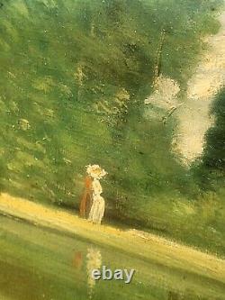 BASTIDE Noel. Bois De Boulogne Paris Peinture huile sur toile signé. A Restaurer