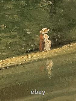 BASTIDE Noel. Bois De Boulogne Paris Peinture huile sur toile signé. A Restaurer