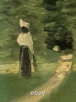 BASTIDE Noel. Bois De Boulogne Paris Peinture huile sur toile signé. A Restaurer