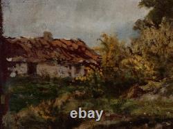 BEAU TABLEAU BARBIZON XIXe PAYSAGE DANS UNE CAMPAGNE ORAGEUSE