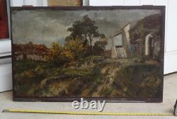 BEAU TABLEAU BARBIZON XIXe PAYSAGE DANS UNE CAMPAGNE ORAGEUSE