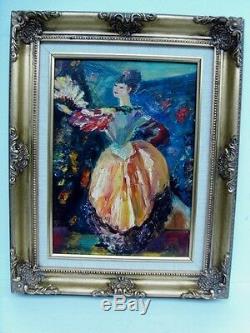 BERTHOMME ST-ANDRE (1905-1977) Danseuse à l'éventail Très belle huile sur bois