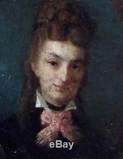 Beau Portrait Impressionniste 1875. Jeune Femme Au Nud Rose. Monogramme Gc