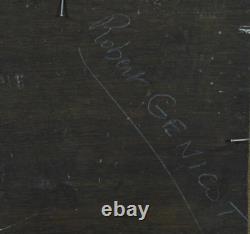 Beau petit tableau impressionniste Paysage chemin arboré 19ème