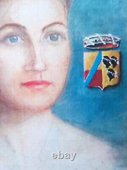 Beau portrait inachevé d'une Baronne, Huile sur bois, sign. R. Boudot fin XIXème