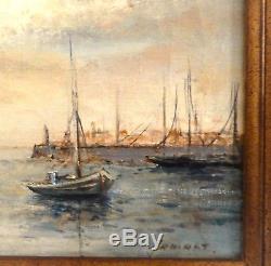 Beau tableau, Marine, peinture à l'huile sur toile signée et cadre bois doré
