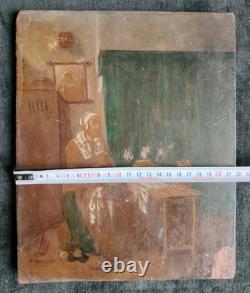 Belle Huile Sur Bois Femme À La Couture XIXEME
