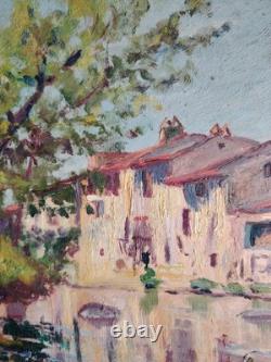 Belle Huile Sur Bois Montgaillard Ariège 1902 Signé Maison Rustique Sur Le Sios