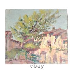 Belle Huile Sur Bois Montgaillard Ariège 1902 Signé Maison Rustique Sur Le Sios