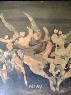 Belle Huile Sur Bois Scène De Vie Et De Danse Signé