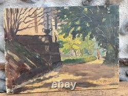 Belle peinture huile panneau Bois Musée Mariano Procópio 1954 Juiz de Fora Art