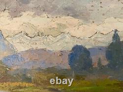 Belle peinture huile panneau bois 1900 paysage impressionniste Couleur Fauve Art