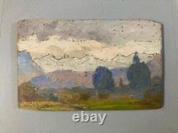 Belle peinture huile panneau bois 1900 paysage impressionniste Couleur Fauve Art