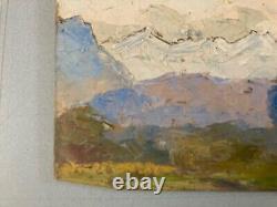 Belle peinture huile panneau bois 1900 paysage impressionniste Couleur Fauve Art