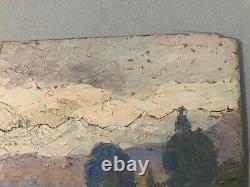 Belle peinture huile panneau bois 1900 paysage impressionniste Couleur Fauve Art
