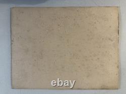 Belle peinture huile panneau bois 1950 paysage Village impressionniste Arbre