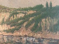 Belle peinture huile panneau bois pointillisme Pointilliste Impressionniste Art