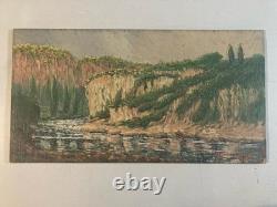 Belle peinture huile panneau bois pointillisme Pointilliste Impressionniste Art