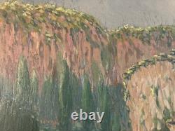 Belle peinture huile panneau bois pointillisme Pointilliste Impressionniste Art