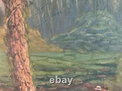 Belle peinture huile panneau bois pointillisme Pointilliste Impressionniste Art
