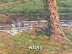 Belle peinture huile panneau bois pointillisme Pointilliste Impressionniste Art