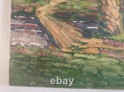 Belle peinture huile panneau bois pointillisme Pointilliste Impressionniste Art