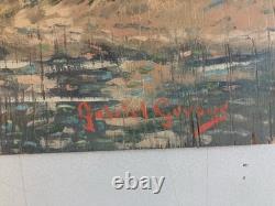 Belle peinture huile panneau bois pointillisme Pointilliste Impressionniste Art