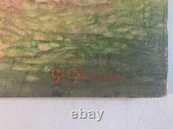 Belle peinture huile panneau bois pointillisme Pointilliste Impressionniste Art