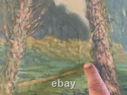 Belle peinture huile panneau bois pointillisme Pointilliste Impressionniste Art
