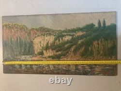 Belle peinture huile panneau bois pointillisme Pointilliste Impressionniste Art