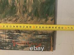 Belle peinture huile panneau bois pointillisme Pointilliste Impressionniste Art