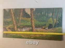 Belle peinture huile panneau bois pointillisme Pointilliste Impressionniste Art
