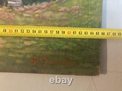 Belle peinture huile panneau bois pointillisme Pointilliste Impressionniste Art