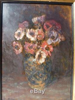 Bouquet d'anémones au vase chinois par Horace RICHEBÉ (1871 1964)