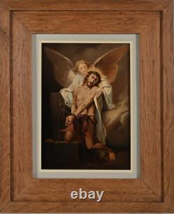 CHRIST huile sur Acajou école Française 19e tableau peinture vintage antique