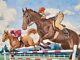 C. Gauthier. Saut D' Obstacle. Peinture Huile Sur Panneau De Bois