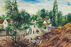 C. TERRAIL. Paysage Animé. Peinture huile sur panneau de bois