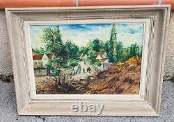 C. TERRAIL. Paysage Animé. Peinture huile sur panneau de bois