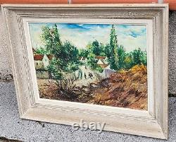 C. TERRAIL. Paysage Animé. Peinture huile sur panneau de bois