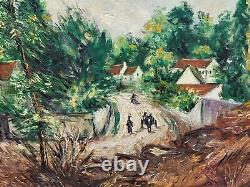 C. TERRAIL. Paysage Animé. Peinture huile sur panneau de bois