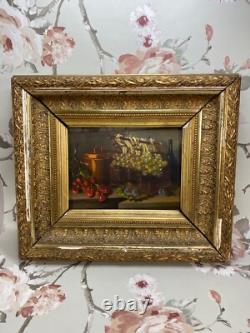 Cadre en bois doré, (XIXe s) huile sur acajou