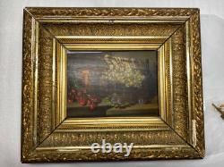 Cadre en bois doré, (XIXe s) huile sur acajou