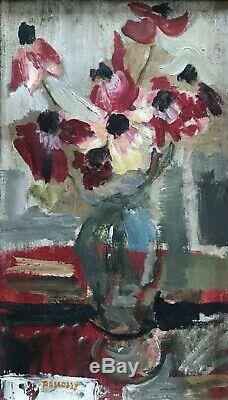 Camille Descossy Tableau Hst Peinture Bouquet De Fleurs 1967 Ceret