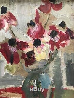 Camille Descossy Tableau Hst Peinture Bouquet De Fleurs 1967 Ceret