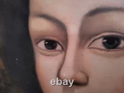 Carré Peinte à la Main Portrait Femme Huile sur Toile 60x90 CM Avec Cadre Bois
